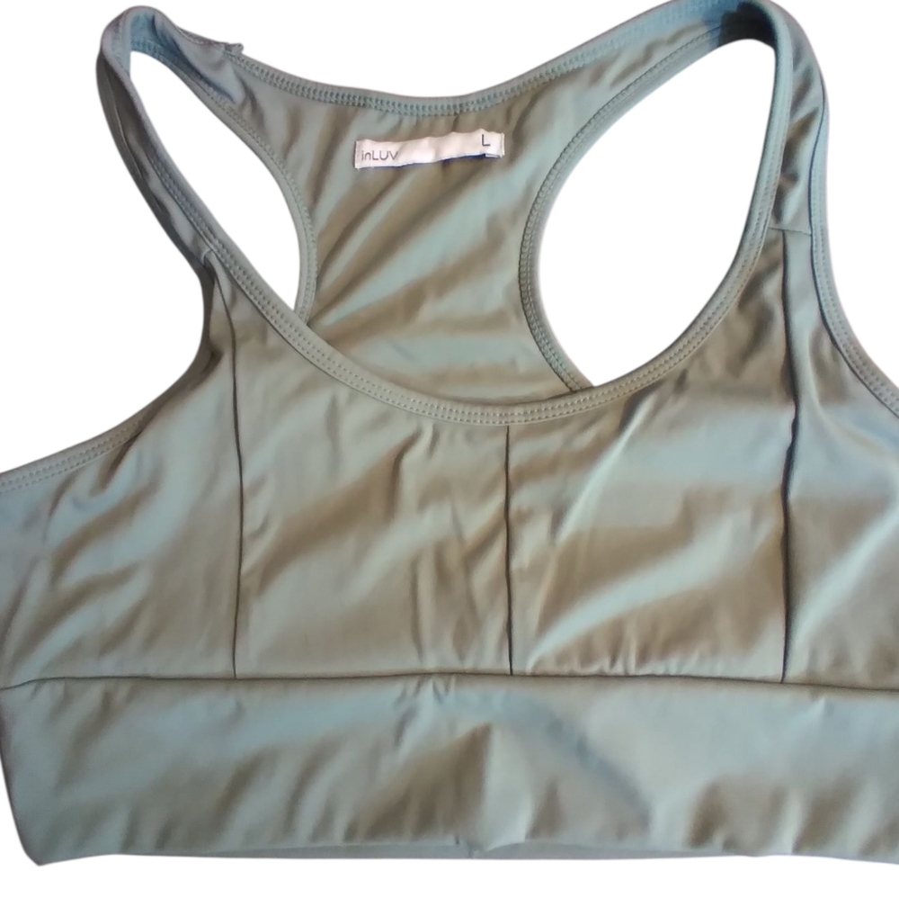 Inluv Women's Light Green Sports Bra Size Large Athleisure Exercise Sports